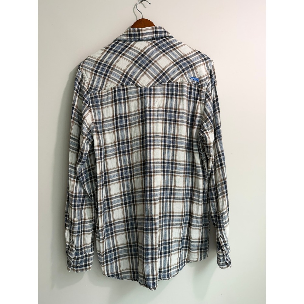 Mountain Khakis Mens Plaid Western Button Down Shirt Blue Brown Relaxed Fit M - Picture 2 of 11